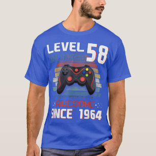 Camiseta Videojuego Nivel 58 Unlocked Vintage 1964 Hombres 