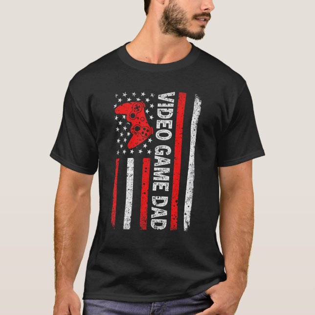 Camiseta Videojuego para hombres Papá Bandera Estadounidens (Anverso)