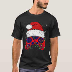 Camiseta Videojuego Santa Hat Funny Navidades PJs enciende