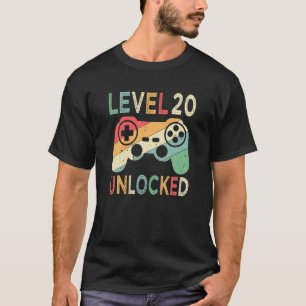 Camiseta Videojuego vintage de jugador de nivel 20 desbloqu