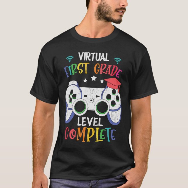Camiseta Videojuego virtual de primer grado completado de v (Anverso)