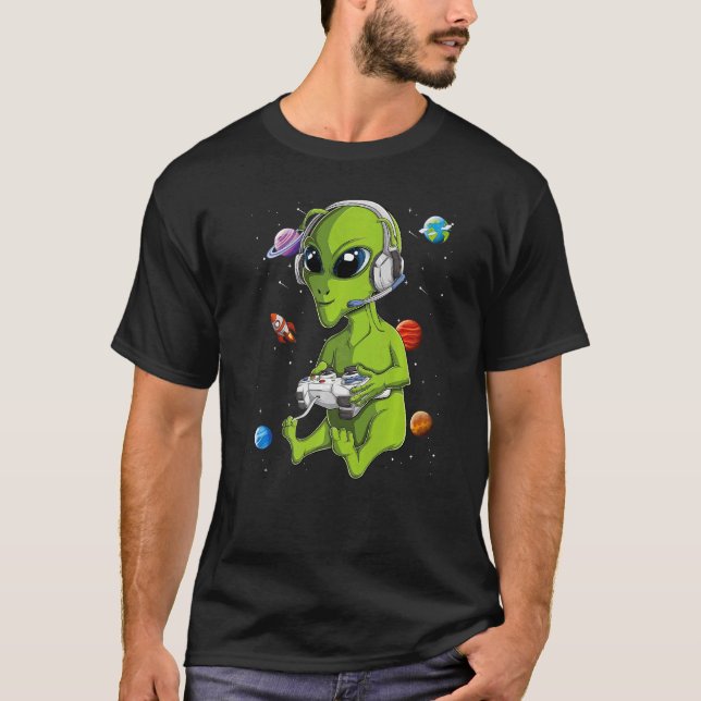 Camiseta Videojuegos Alien Gamer para niños extraterrestre (Anverso)