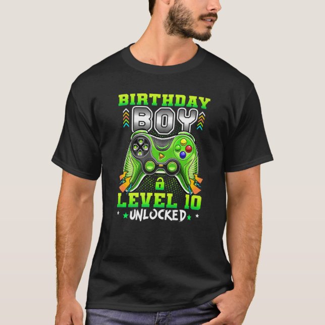 Camiseta Videojuegos de 10 años Nivel de juegos 10 Cumpleañ (Anverso)