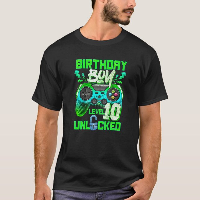 Camiseta Videojuegos de 10 años Nivel de juegos 10 Cumpleañ (Anverso)