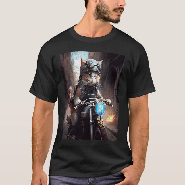 Camiseta Videojuegos de moto de gato (Anverso)