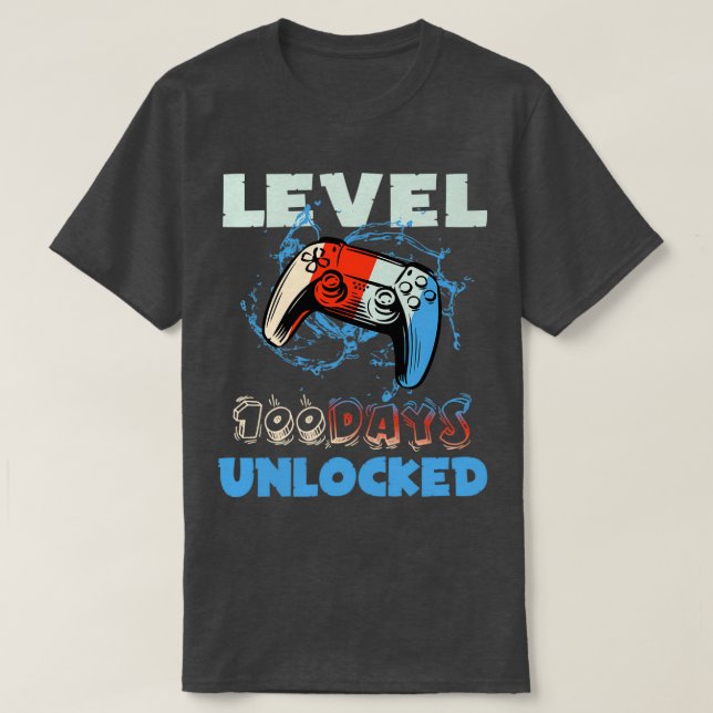 Camiseta Videojuegos desbloqueados de nivel 100 días (Diseño del anverso)