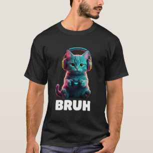 Camiseta Videojuegos Divertidos Gato Lindo Jugador Gatito B