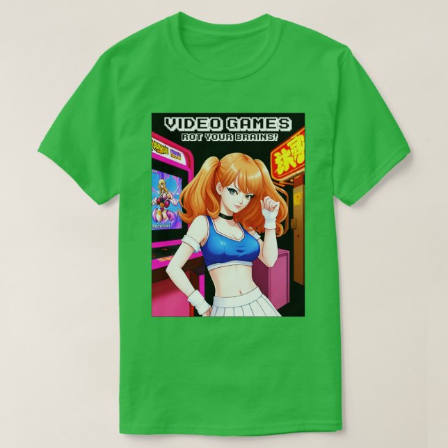 Camiseta Videojuegos pudrir sus cerebros 70 (Diseño del anverso)