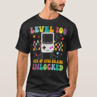 Camiseta Videojuegos Retro Nivel 100 Días De 5º Grado Unlo