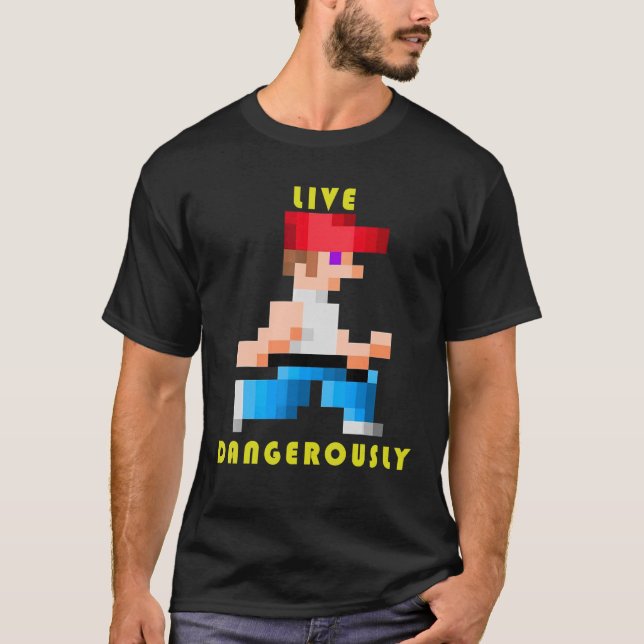 Camiseta videojuegos retro peligrosamente en vivo (Anverso)