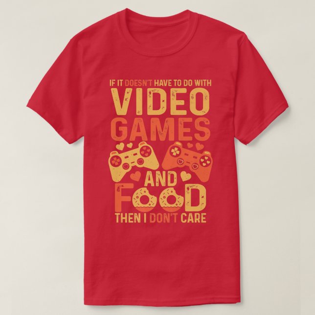 Camiseta Videojuegos retro y comida o no me importa la cose (Diseño del anverso)