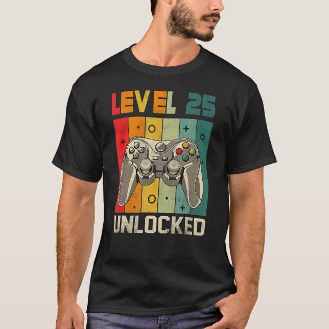 Camiseta Videojuegos sin bloqueo de nivel 25 de cumpleaños (Anverso)