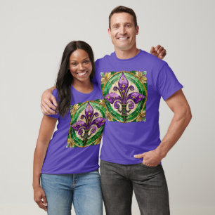 Camiseta Vidriera de Mardi Gras Fleur de lis