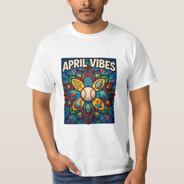 Camiseta Vidrieras Mandala de Abril: Un Mosaico de Primave (Anverso)