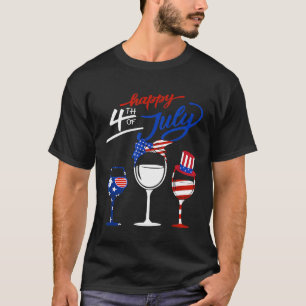 Camiseta Vidrio Azul Blanco Rojo Feliz 4 De Julio