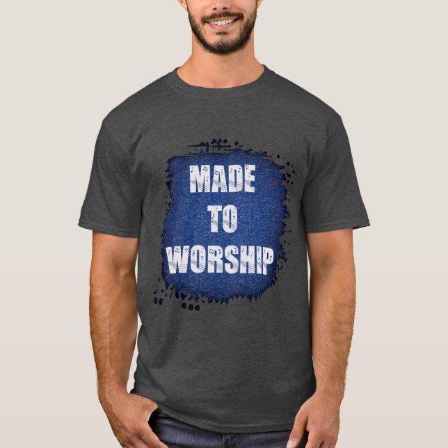 Camiseta Vidrio cepillado azul "hecho a adorar" (Anverso)
