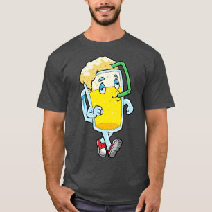 Camiseta Vidrio de cerveza con paja para beber
