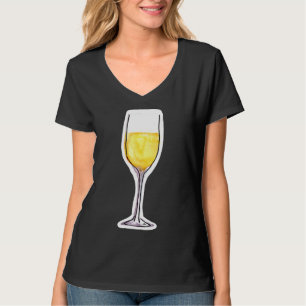 Camiseta Vidrio De Ilustracion De Acuarela De Vino Blanco