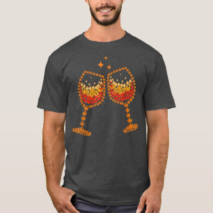 Camiseta Vidrio De La Hoja De Arce De Vino Otoño Cae Gracio