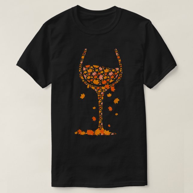Camiseta Vidrio De La Hoja De Arce De Vino Otoño Cae Gracio (Diseño del anverso)
