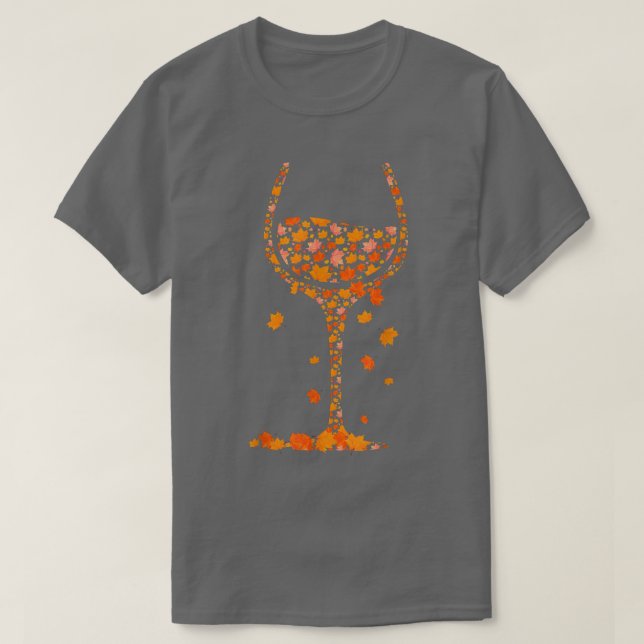 Camiseta Vidrio De La Hoja De Arce De Vino Otoño Cae Gracio (Diseño del anverso)