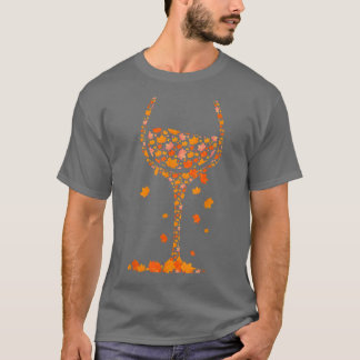 Camiseta Vidrio De La Hoja De Arce De Vino Otoño Cae Gracio