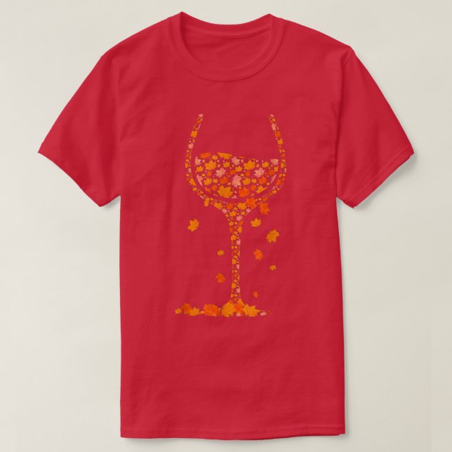 Camiseta Vidrio De La Hoja De Arce De Vino Otoño Cae Gracio (Diseño del anverso)