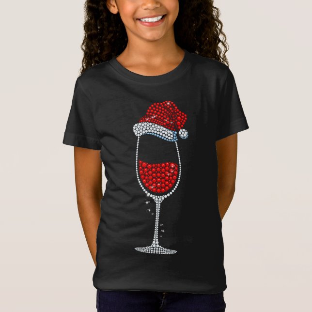 Camiseta Vidrio de los Navidades de vino Santa hat Gift (Anverso)