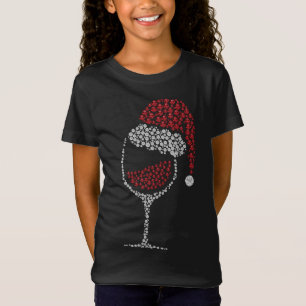 Camiseta Vidrio de Red Wine Santa Hat Navidades bebiendo té