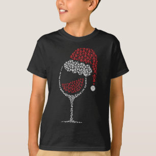 Camiseta Vidrio de Red Wine Santa Hat Navidades bebiendo té