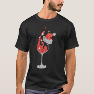 Camiseta Vidrio de Red Wine Santa Hat Navidades para hombre