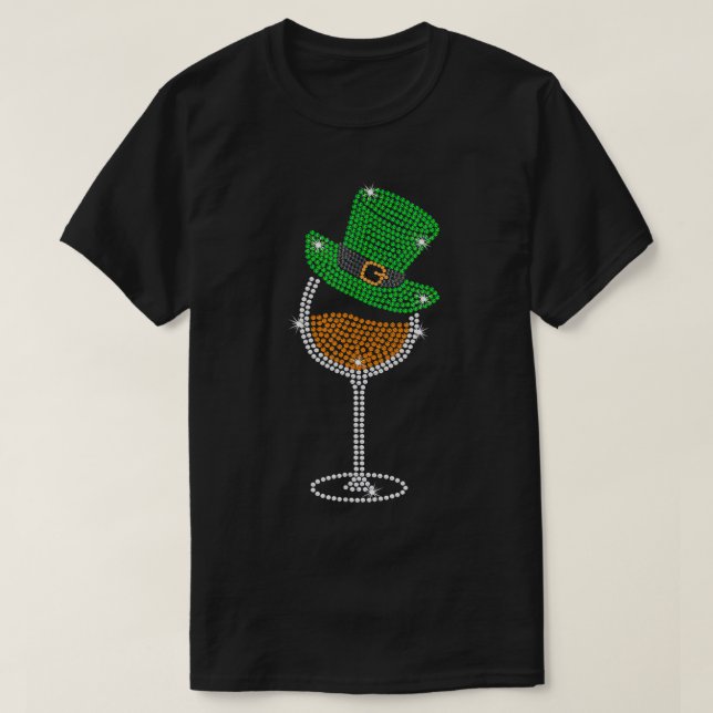 Camiseta Vidrio Diamante de imitación Bebiendo St Patricks  (Diseño del anverso)