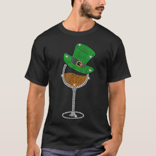 Camiseta Vidrio Diamante de imitación Bebiendo St Patricks