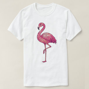 Camiseta Vidrio emplomado Flamingo Rosa Mosaico Falso