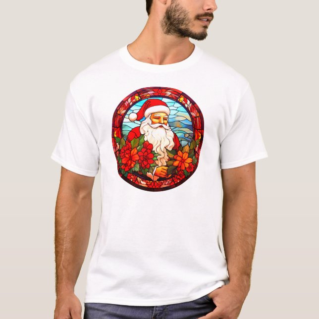 Camiseta Vidrio Manchado Santa Navidad Ornamento-67679 (Anverso)