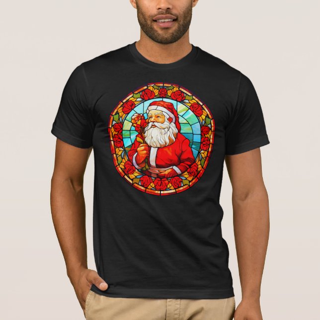 Camiseta Vidrio Manchado Santa Navidad Ornamento-67680 (Anverso)