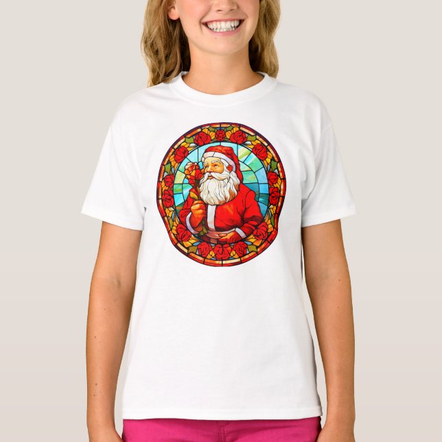 Camiseta Vidrio Manchado Santa Navidad Ornamento-67680 (Anverso)