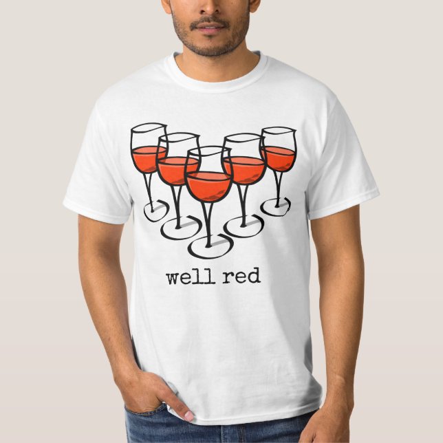 Camiseta Vidrio personalizado Bueno Humor De Vino Rojo (Anverso)