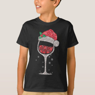 Camiseta Vidrio Rojo Con Navidades De Santa Hat Cuece Vino