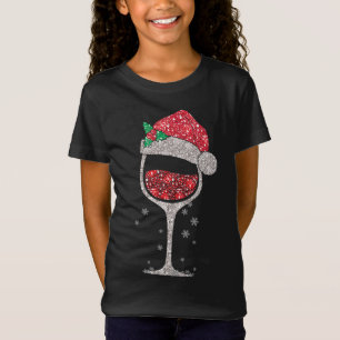 Camiseta Vidrio Rojo Con Navidades De Santa Hat Cuece Vino