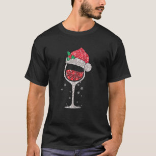 Camiseta Vidrio Rojo Con Navidades De Santa Hat Cuece Vino