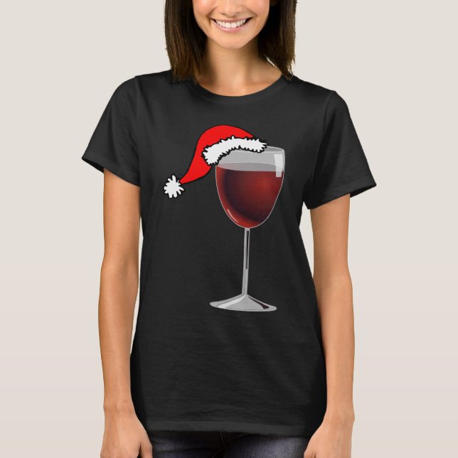 Camiseta Vidrio Rojo De navidades Con Sombrero Santa (Anverso)