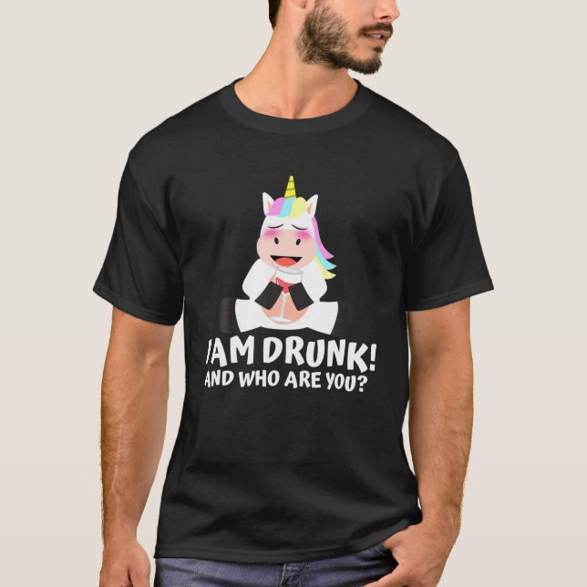 Camiseta Vidrio unicornio borracho Fiesta de alcohol (Anverso)
