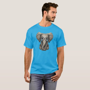 Camiseta Vidrios que llevan del elefante Nerdy del bebé