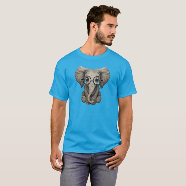 Camiseta Vidrios que llevan del elefante Nerdy del bebé (Anverso completo)