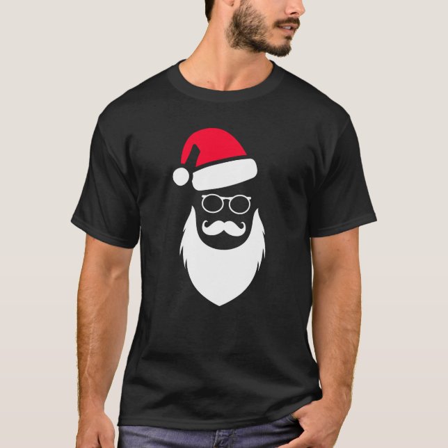 Camiseta Vidrios y bigote de la barba de Santa Red Hat del (Anverso)
