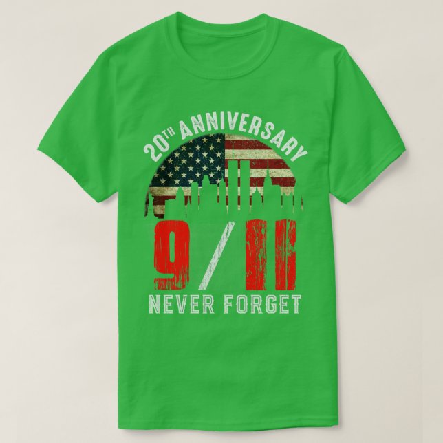 Camiseta Vieja 20° aniversario 911 Nunca olvidar 2001 202 (Diseño del anverso)