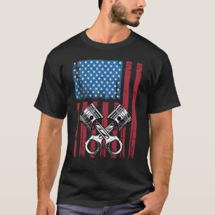 Camiseta Vieja bandera patriótica estadounidense piston au