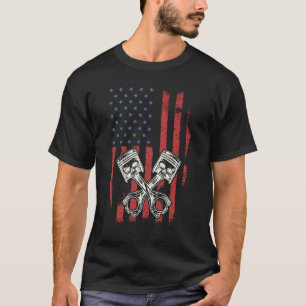 Camiseta Vieja bandera patriótica estadounidense piston au