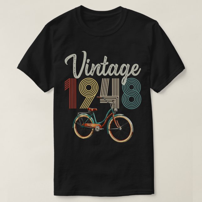 Camiseta Vieja Bicicleta Retro Nacida En 1948 (Diseño del anverso)